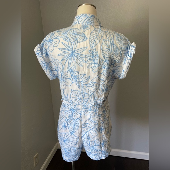 Ocean Drive Blue and White Jumpsuit with Floral Print - Picture 2 of 8